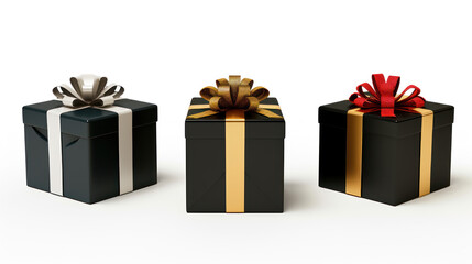 A collection of ornamental gift boxes, isolated on a white background