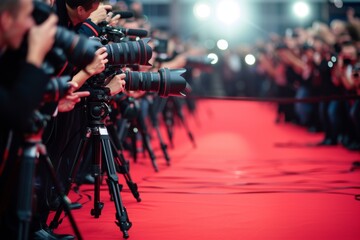 Photographers at red carpet event - obrazy, fototapety, plakaty
