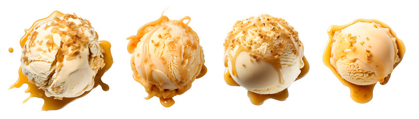 honeychip ice cream scoop , isolated on a Transparent Background.
 - obrazy, fototapety, plakaty
