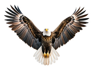 Fototapeta premium a bald eagle flying with its wings spread