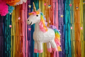 Tiny unicorn pinata for children s celebration