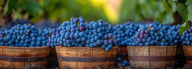 grapes for wine in baskets,