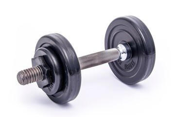 Naklejka premium 5kg gym weight isolated on white background Black metal barbell plate for exercise Heavy dumbbell concept Cut out