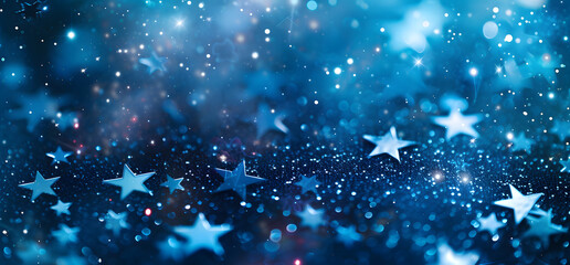 a blue star studded background full of white stars