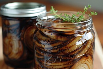 Tasty caramelized onions soaked in balsamic vinegar and thyme