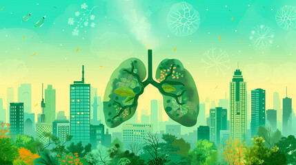 Green lungs - environmental protection concept - surreal illustration.