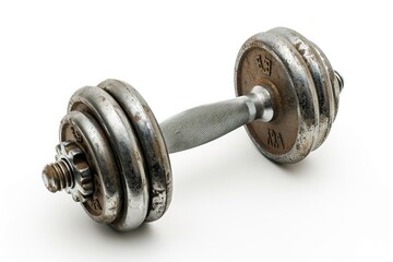 Isolated metal dumbbell and weights