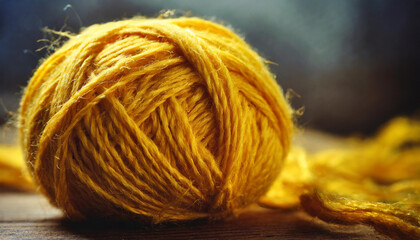 close up of yellow yarn