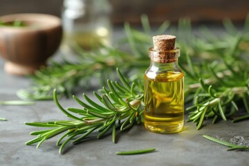 Fresh rosemary twigs infused in natural essential oil