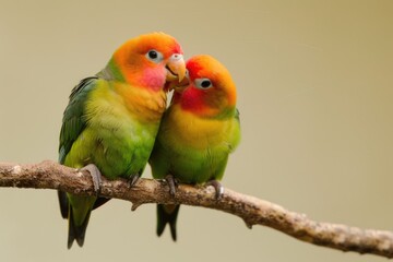 Pair of Fischer s lovebirds perched