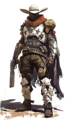Fototapeta premium Armored Western Knight with Revolver - Conceptual Art 