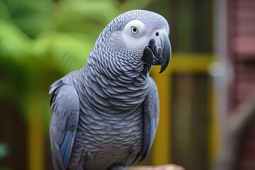Obraz premium Highly intelligent African Gray parrot known for astonishing speech abilities