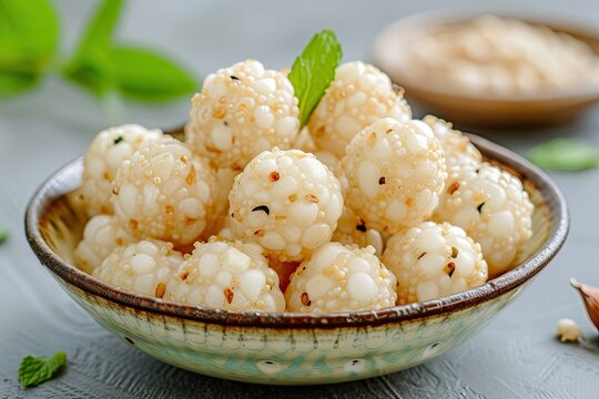 Fasting day snack in India called Upawas or Faral Sago balls fried as Chiwda