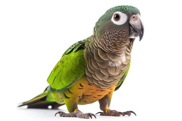 1 year old Cape Parrot Poicephalus robustus on white background