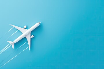 Blue background with white flight path blank space available