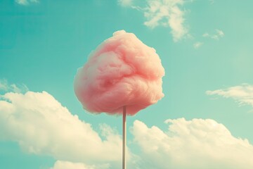 Cotton candy against blue sky representing summer