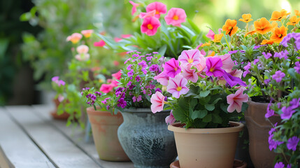 Fototapeta na wymiar Beautiful flowers in pots