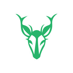 Green Deer Head Icon Illustration