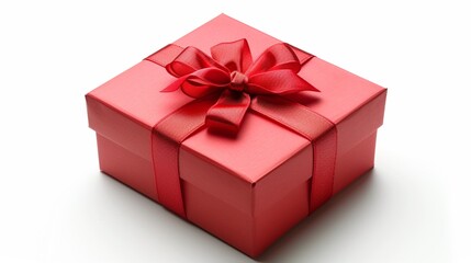 Fototapeta premium Red gift box isolated against a white background