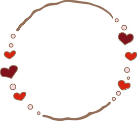 Abstract Flower hearts and leaves wreath illustration for decoration on Valentine's day ,wedding and romance concept.