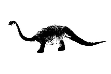 black dinosaur silhouette isolated on white background, model of dinosaurs toys