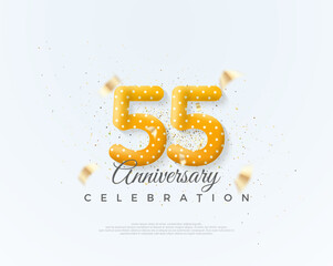 Number 55th for anniversary celebration. with unique and clean balloons numbers. Premium vector for poster, banner, celebration greeting.