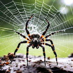 Spider creating web