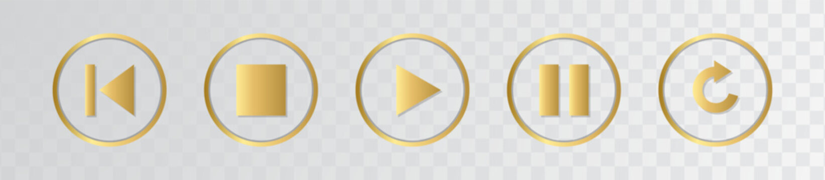 Play start repeat next. Media player button icon set. Vector illustration isolated on white background