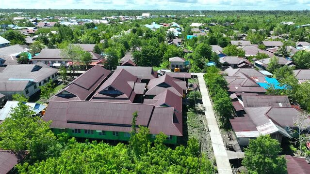 The drone focuses on circling the Indonesian Army task force post in Asmat, Papua, Indonesia