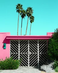 Fotobehang Turkoois Pink mid-century modern house  © TomWindeknecht