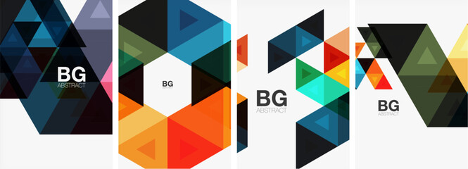 Bright colorful triangle geometric posters