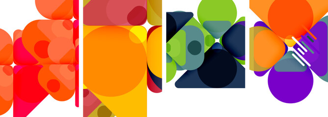 Colorful bright geometric abstract compositions for wallpaper, business card, cover, poster, banner, brochure, header, website