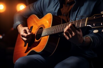 Obraz premium Man Playing Acoustic Guitar.