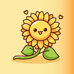 Vector Cute Sun Flower Mascot cartoon