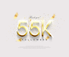 Golden number 55k followers. celebration of reaching 55k followers.