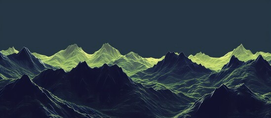 Stunning natural landscape featuring black mountains with green outlines, offering a horizon view for background, texture, pattern, or wallpaper.