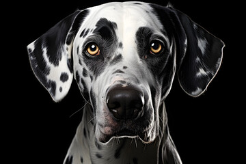 Portrait of a Dalmatian dog against a dark background. nature and pets - 726056755