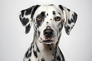 Portrait of a Dalmatian dog on a light background. nature and pets