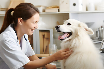dog in a medical clinic for a veterinarian appointment. Pets.