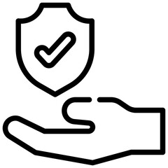 support hand shield protection check simple line