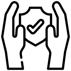 shield protection support hand check simple line