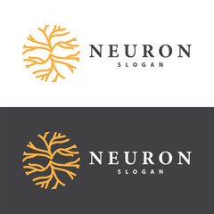 Neuron logo simple design network cel technology particles template Illustration