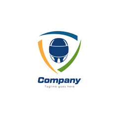 helmet with triangle color logo vector icon illustration