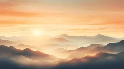 Papier Peint photo Matin avec brouillard sunrise over mountains