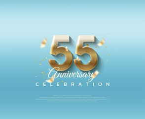 55th anniversary number. With elegant and luxurious 3d numbers. Premium vector background for greeting and celebration.