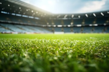 Grass with blurred background of stadium