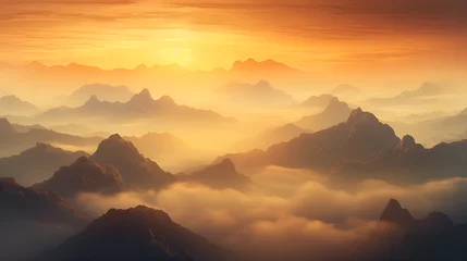 Fotobehang sunrise over mountains © Imran