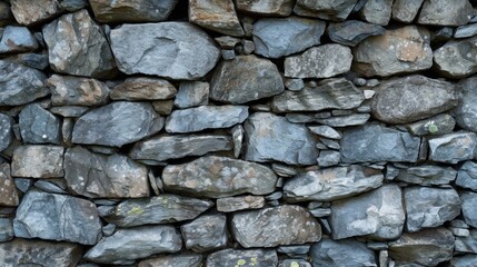 Time-Honored Technique: Textured Dry-Stone Wall with Interlocking Stones interlocked pattern, natural rock, traditional craftsmanship, sturdy construction, no mortar, architectural background