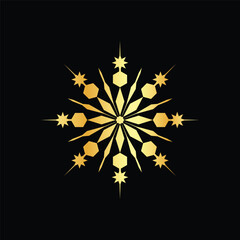 Snowflake icon isolated on a black background. Vector illustration.