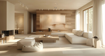Fototapeta na wymiar a modern living room with white colored furniture
